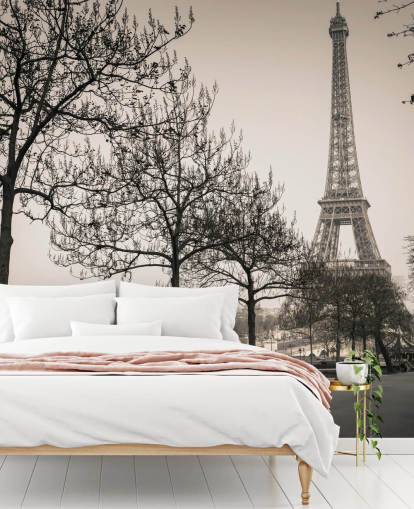 carta da parati torre eiffel in bianco e nero
