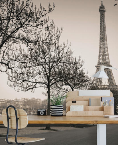 carta da parati torre eiffel in bianco e nero