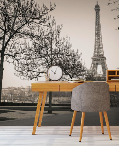 papier peint tour eiffel noir et blanc