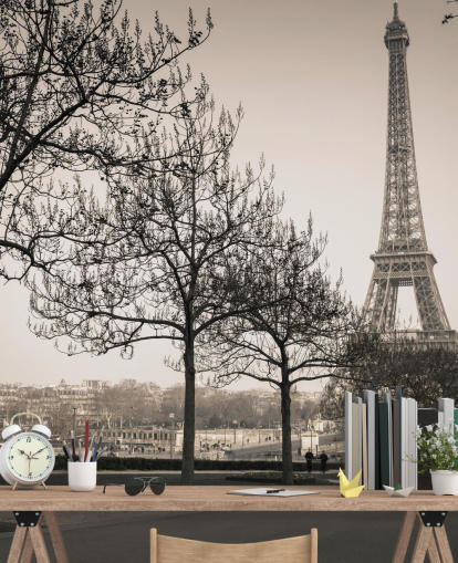 papier peint tour eiffel noir et blanc