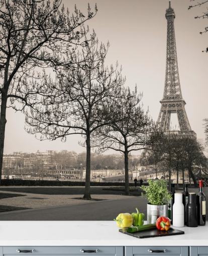 papier peint tour eiffel noir et blanc