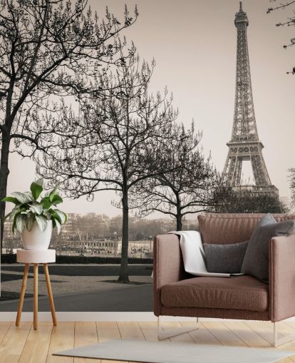 papier peint tour eiffel noir et blanc