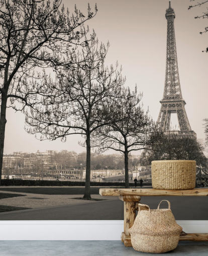 papel de parede torre eiffel preto e branco