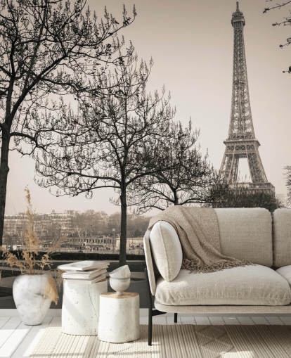 carta da parati torre eiffel in bianco e nero