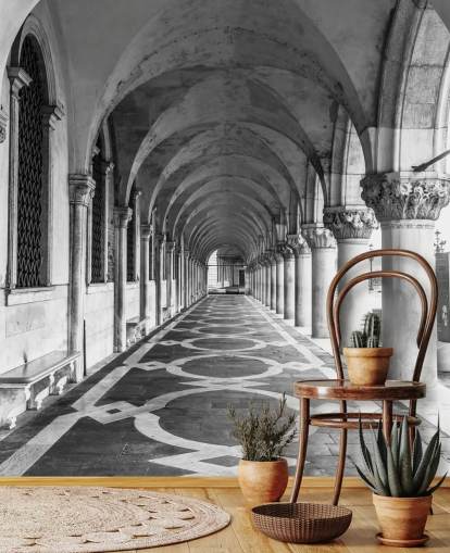 black and white st marks square mural