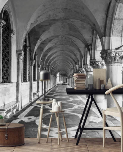 black and white st marks square mural