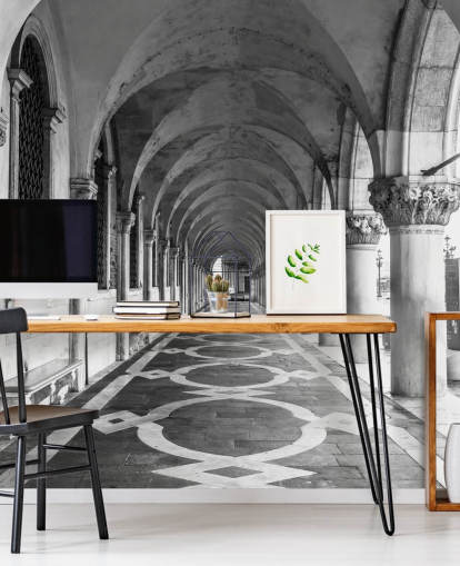 black and white st marks square mural