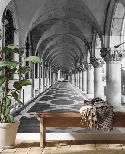 black and white st marks square mural