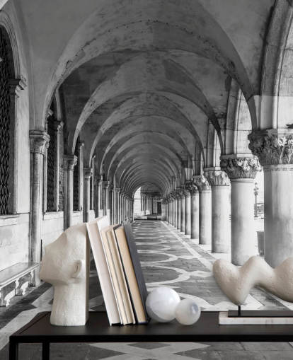 black and white st marks square mural