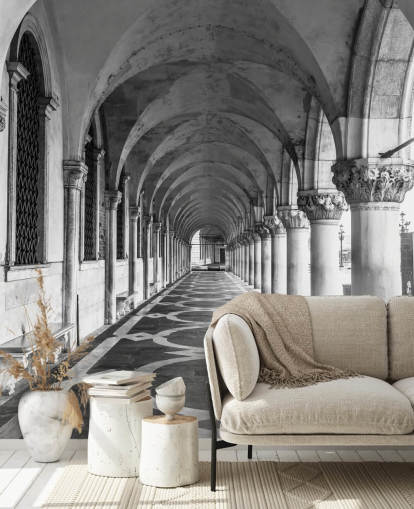 black and white st marks square mural