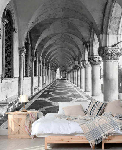 black and white st marks square mural