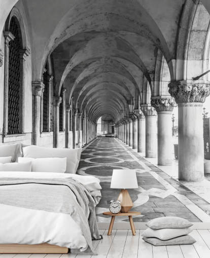 black and white st marks square mural