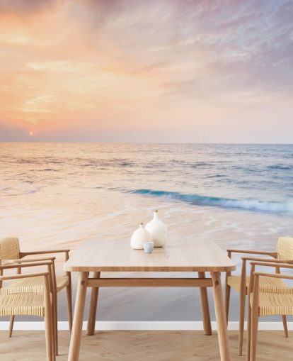 carta da parati bianco latte onde e pesca tramonto cielo