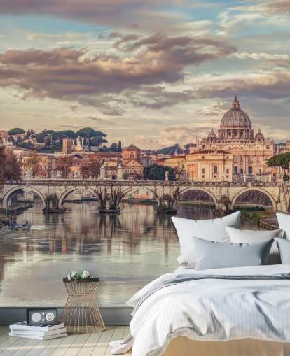 vista della basilica di san pietro dalla carta da parati del fiume