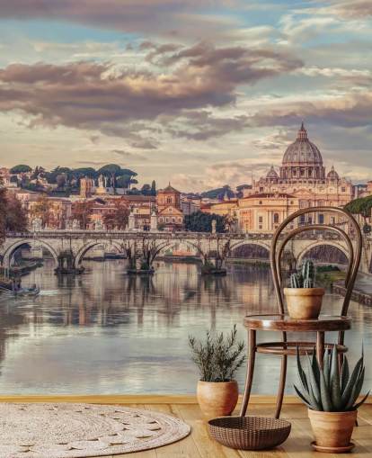 view of st peters basilica from river wallpaper