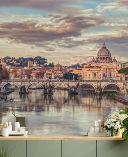 vista della basilica di san pietro dalla carta da parati del fiume