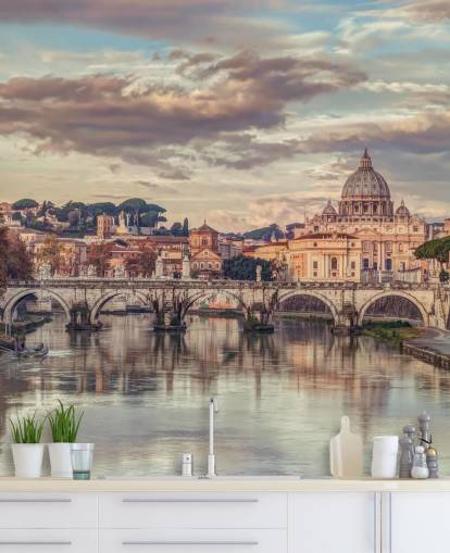 uitzicht op st peters basilica van rivierbehang