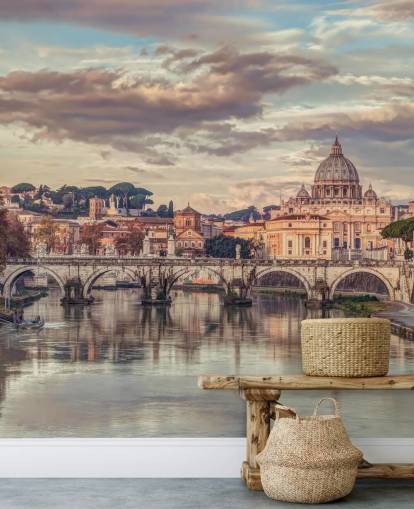 uitzicht op st peters basilica van rivierbehang