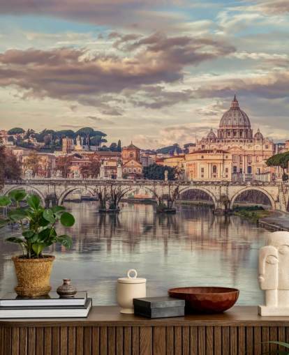 uitzicht op st peters basilica van rivierbehang