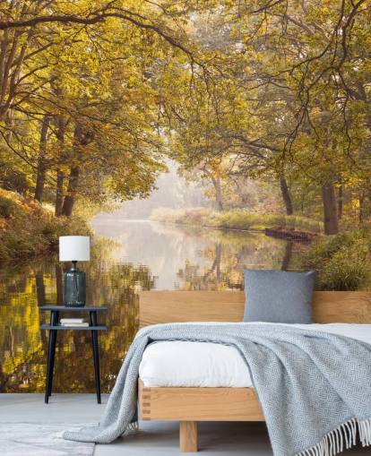 fall forest and canal wallpaper fall forest and canal wallpaper