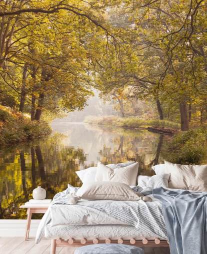 Herbst Wald und Kanal Tapete
