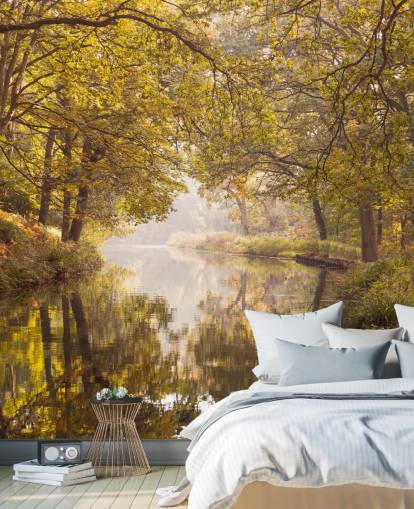 fall forest and canal wallpaper fall forest and canal wallpaper