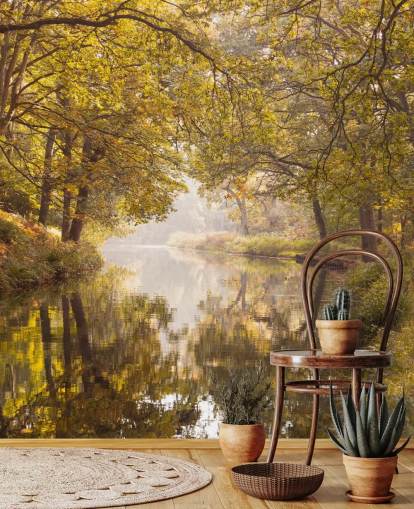 Herbst Wald und Kanal Tapete