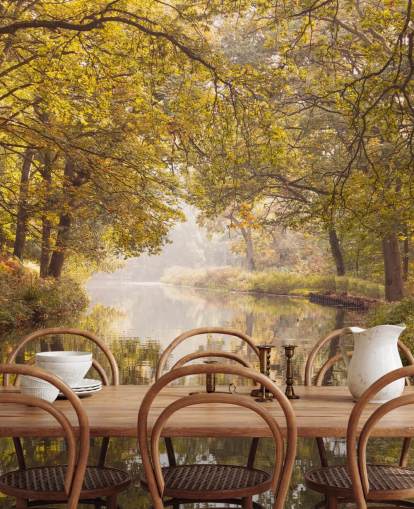 Herbst Wald und Kanal Tapete Herbst Wald und Kanal Tapete