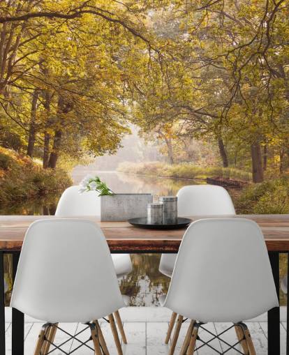 Herbst Wald und Kanal Tapete