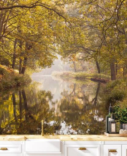 carta da parati caduta foresta e canale