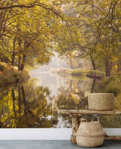 herfstbos en kanaalbehang