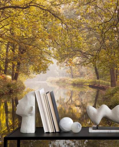 fall forest and canal wallpaper fall forest and canal wallpaper