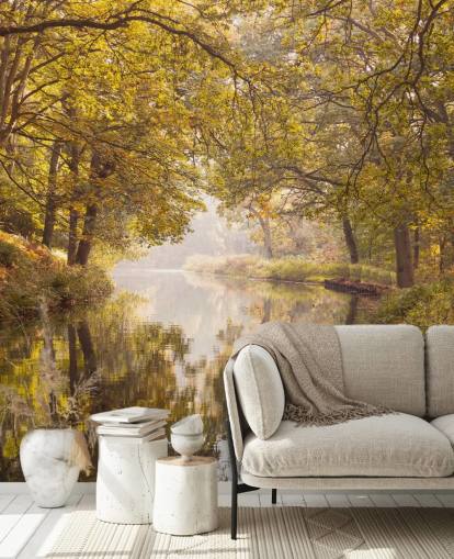 Herbst Wald und Kanal Tapete