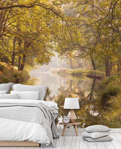 fall forest and canal wallpaper