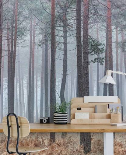 tåkete skog tapet