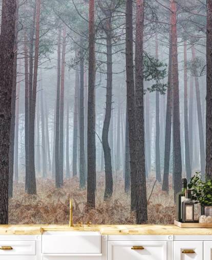 tåkete skog tapet