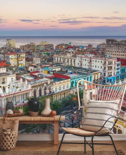 vecchi edifici colorati in carta da parati avana