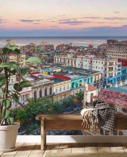 colourful old buildings in havana wallpaper