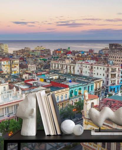 colourful old buildings in havana wallpaper