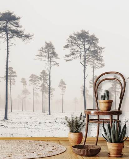 carta da parati alberi in neve