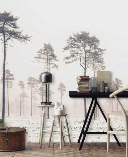 trær i snø tapet