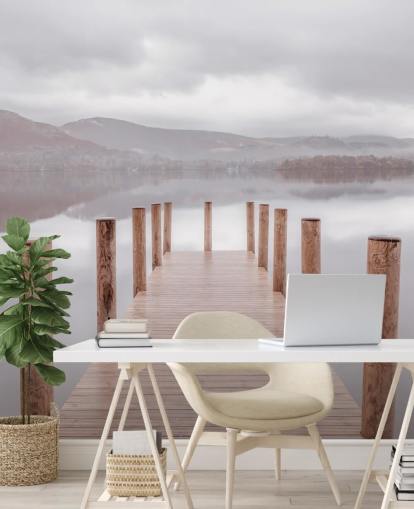 papel de parede jetty in calm lake