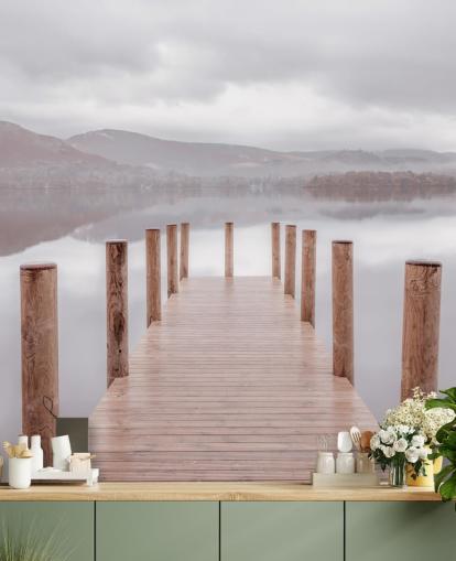 papel de parede jetty in calm lake