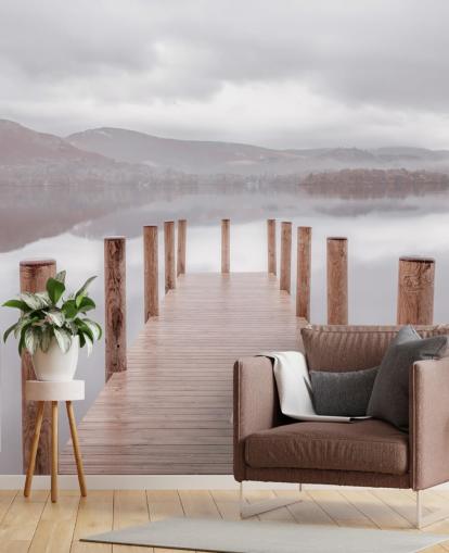 papel de parede jetty in calm lake