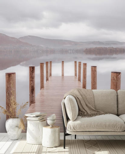 papel de parede jetty in calm lake