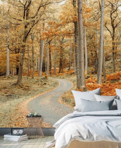 herfstbos en pad behang muurschildering herfstbos en pad behang muurschildering