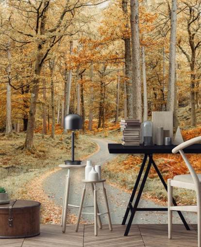 autumnal forest and path wallpaper mural autumnal forest and path wallpaper mural