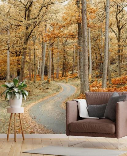 autumnal forest and path wallpaper mural autumnal forest and path wallpaper mural