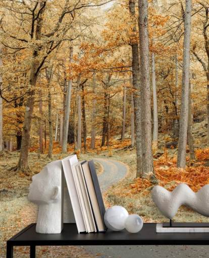 autumnal forest and path wallpaper mural autumnal forest and path wallpaper mural