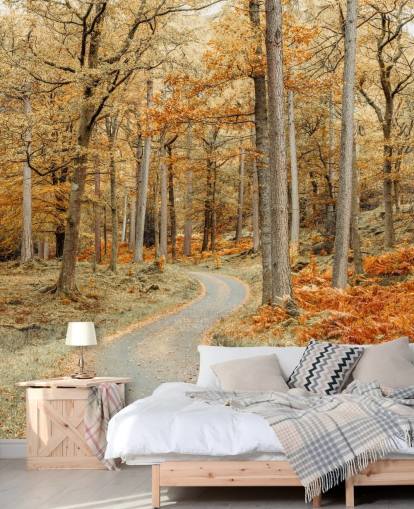 autumnal forest and path wallpaper mural autumnal forest and path wallpaper mural